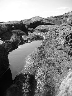 A puddle in an awesomely shaped crack