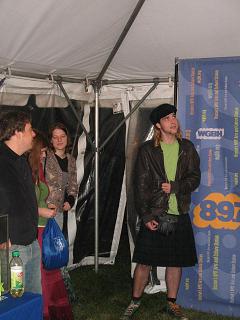 Alas, we got rained out in a tent! So we venture forth and stumble upon the WGBH tent and Ben entertains with a song